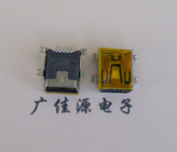 花都MINI USB 5P 接口 母座 全贴带麦拉 高9.6带0.9柱子