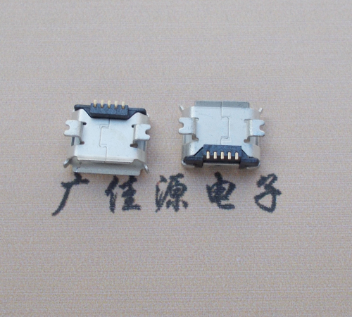 花都Micro USB 5PIN接口,B型垫高0.9mm鱼叉脚贴片雾锡卷边