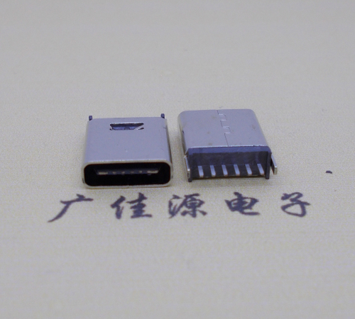 花都直立式插板Type-C6p母座连接器高H=10.0mm